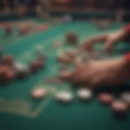Craps table layout with various betting options highlighted