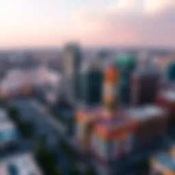 Aerial view showcasing Downtown Grand Casino's architectural grandeur