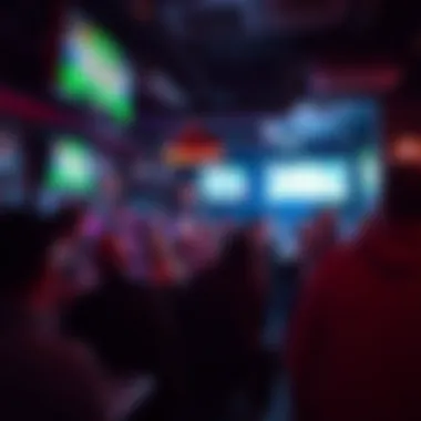 Sports Bar Atmosphere with Fans A lively sports bar filled with fans watching a game