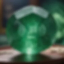 A close-up of a jade gemstone reflecting light