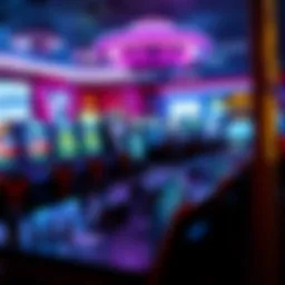 A vibrant gaming environment showcasing various gaming setups.
