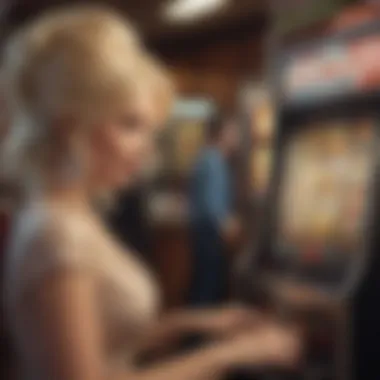 Engagement with Dolly Parton Slot Close-up of a player interacting with a Dolly Parton slot machine